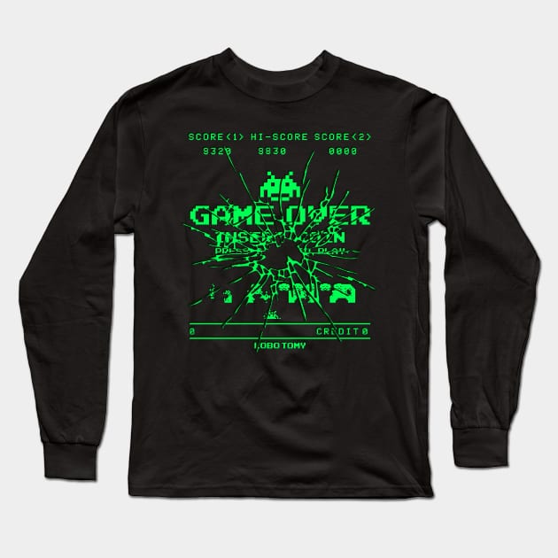 GAME OVER retro arcade game by LOBO TOMY Long Sleeve T-Shirt by boozecruisecrew